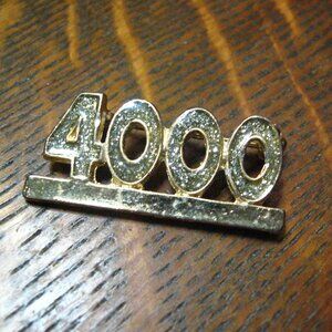 Four Thousand 4000 Bling Silver Gold Vintage Lapel Pin Brooch